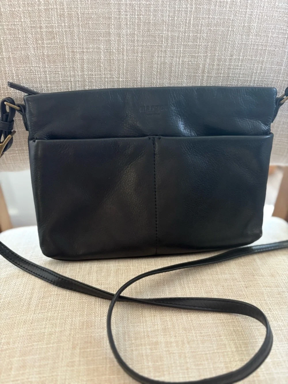 Margot Black Leather Crossbody Bag Minimalist Soft Leather Everyday Purse